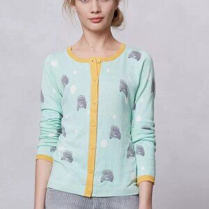 Anthropologie Road Game Cardigan Sweater NEW M VW beetle print